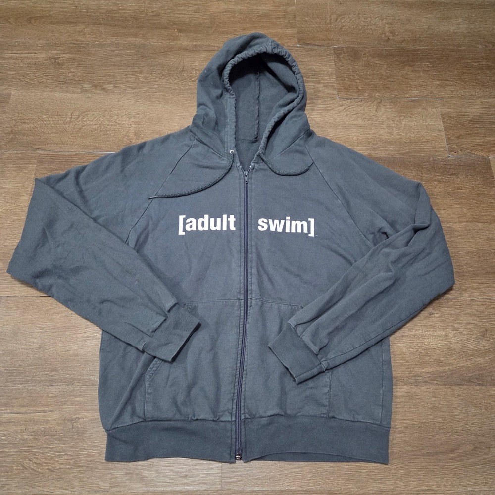 Vintage Rare Cartoon Network Adult Swim Employee HOODIE Size Medium Embroidered
